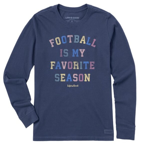 NWT Life is Good Football is My Favorite Season Blue Long Sleeve Crusher Tee XXL - Picture 1 of 6